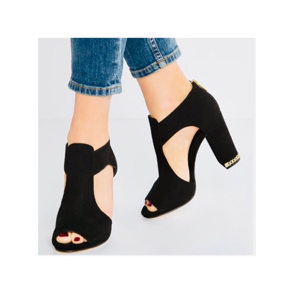 Michael Kors Shoes - Michael Kors Black Velvet Open Toe Heel